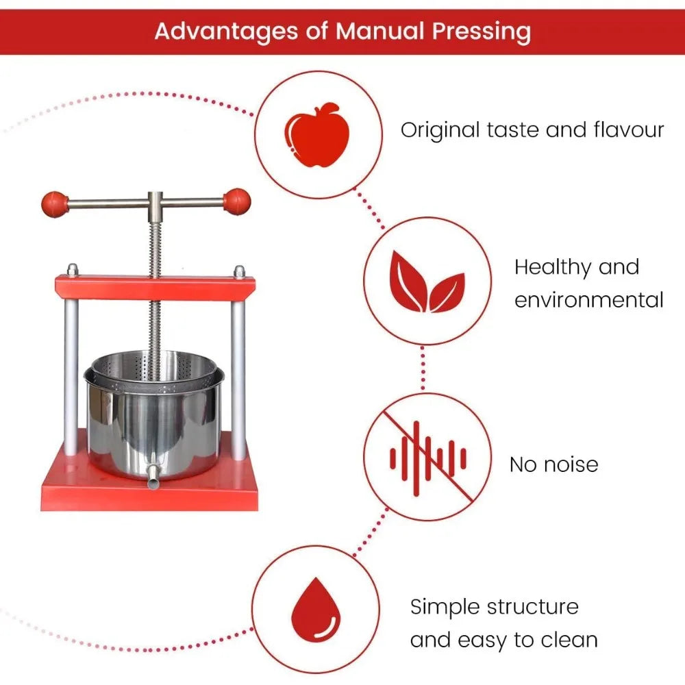 MixNJuice Manual Fruit & Wine Press – 1.6 Gal Stainless Steel