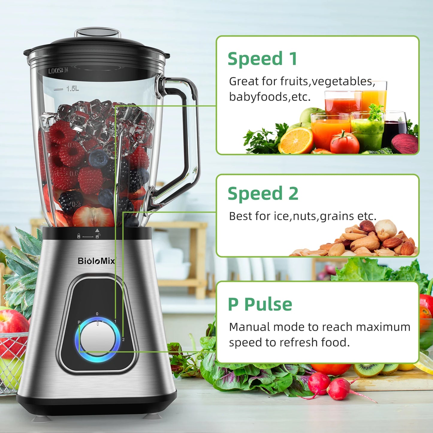 MixNJuice 1300W Smoothie Blender – Personal & Family Use