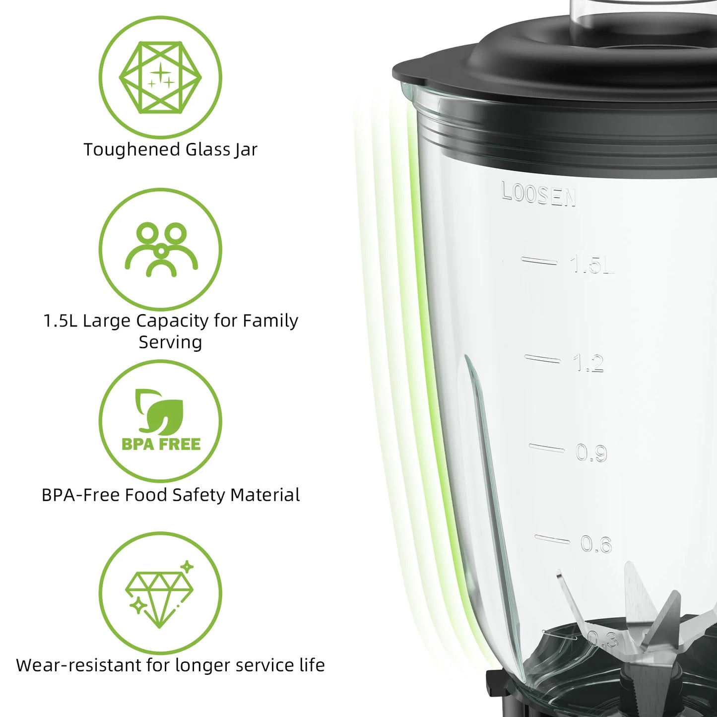 MixNJuice 1300W Smoothie Blender – Personal & Family Use